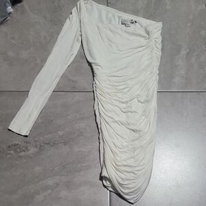 Forever 21 Gray Asymmetrical Ruched Mini Skirt